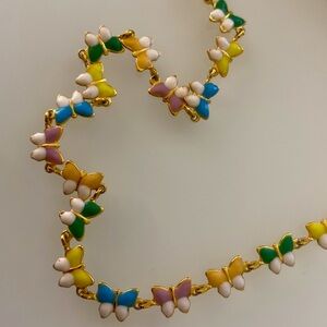 Anthropologie butterfly Colorful Beaded Necklace